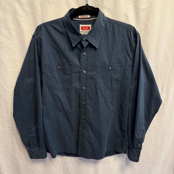 Wrangler Other - Wrangler Flex for Comfort Cotton M Long Sleeve Button Front Shirt Microprint